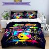 3PC Custom Name Colorful Drum Set Music Bedding,soft and breathable,2D Flat Print,room decor.,Poster Three-piece set,Soccer Three-piece set,Art,Poster
