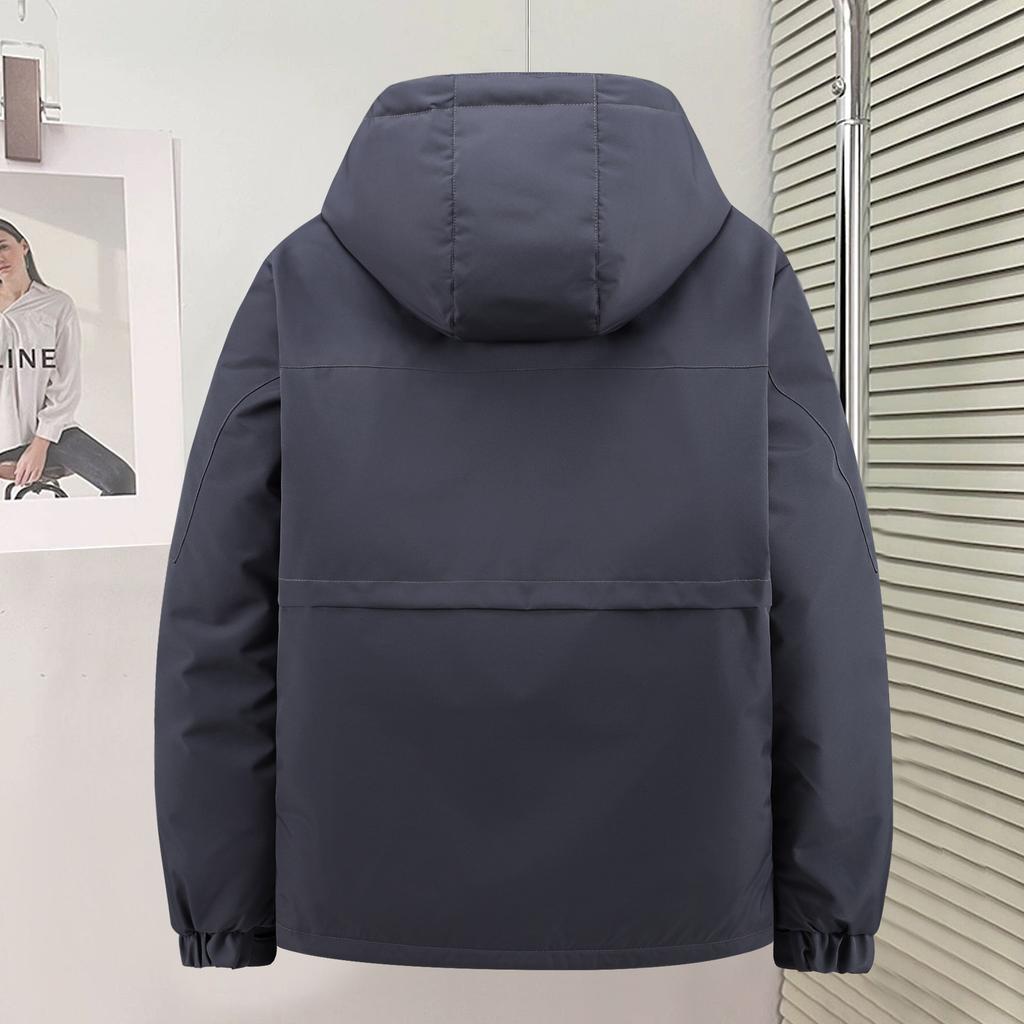 Men's Hooded Rain and Cold Resistant Winter Jacket Thickened Warm Lightweight Casual Loose Comfortable Cotton Jacket Punching Jacket