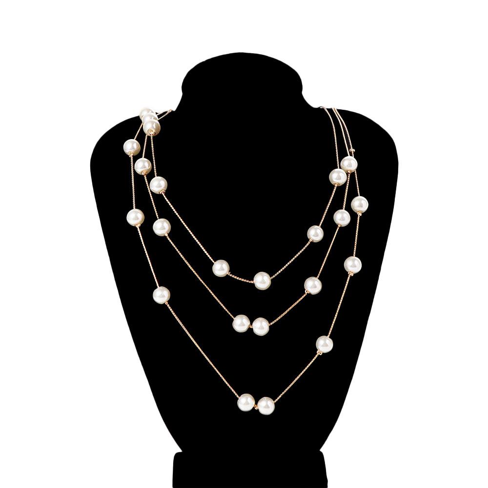 Beaded Multilayer Earrings Wedding Bridal Set Jewelry Sets Necklace Earrings Sets Pearl Necklace