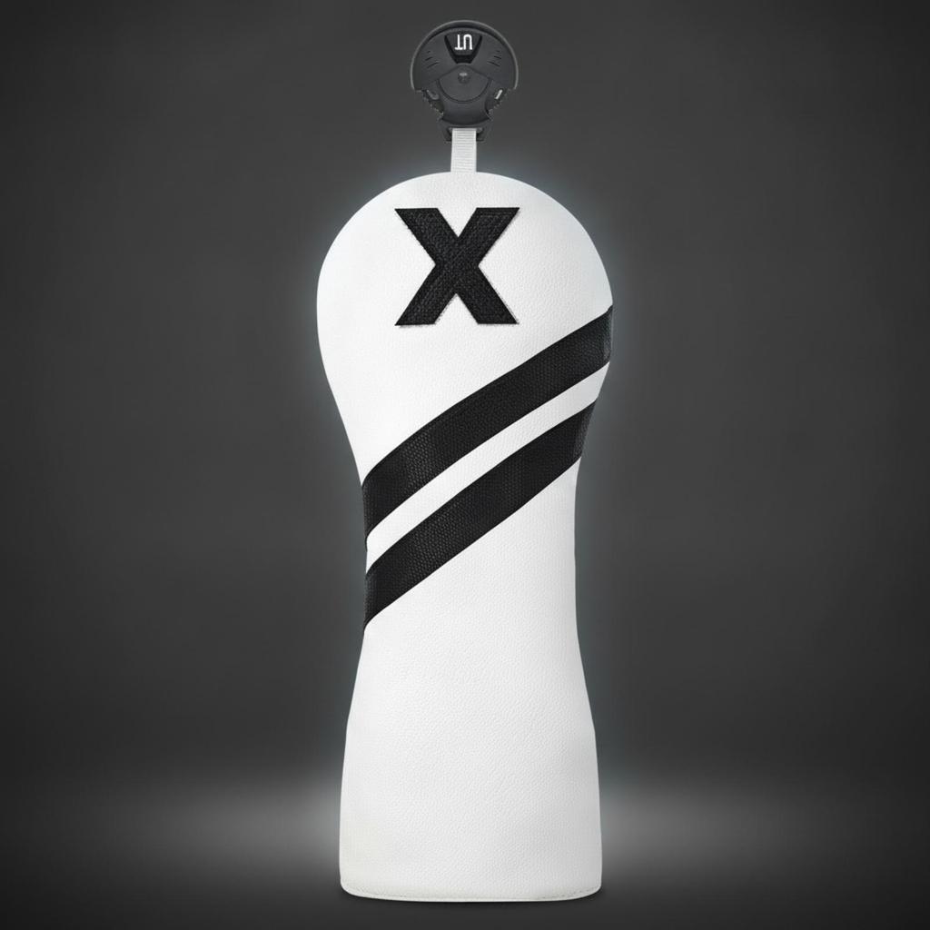 Golf Club Head Cover LeatherLike with Velvet Lining Embroidered for Golfers White