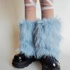 Vintage Y2K Winter Leg Warmers Harajuku Kawaii Furry Leg Warmers Foot Cover Lolita JK Plush Leg Coverings JK Accessories