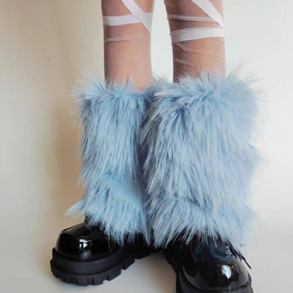 Vintage Y2K Winter Leg Warmers Harajuku Kawaii Furry Leg Warmers Foot Cover Lolita JK Plush Leg Coverings JK Accessories