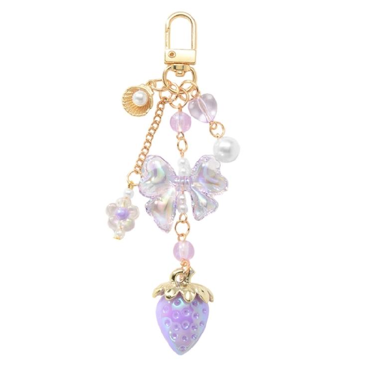 Eye Catching Resin Fruit Keychain With Bows Detachable Bag Charm Cute Fashion Gift Elegant Bags Pendant for Women