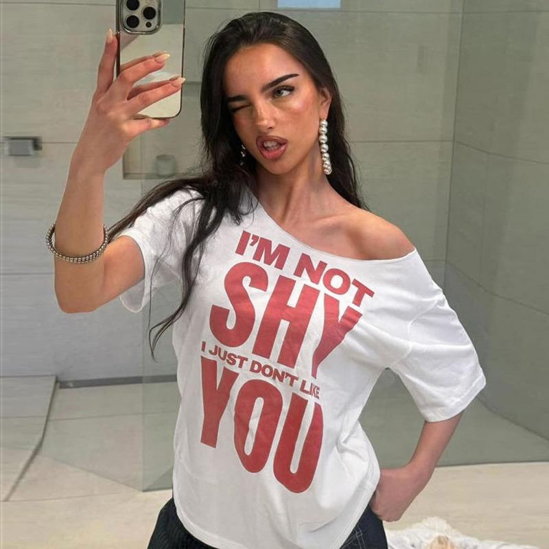 Summer Short Sleeved T-shirt Spicy Girl Street Fashion Trend Lip Print Personalized Loose Casual Top Shirt