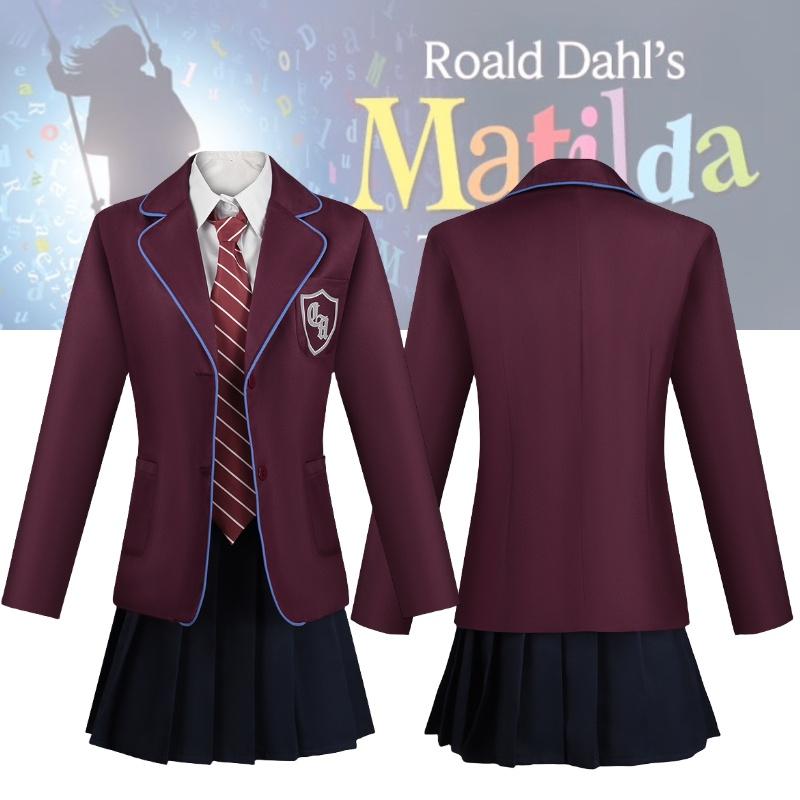 Cosplay Costume Matilda Purple School Uniform Dress Halloween Party Prop Gifts