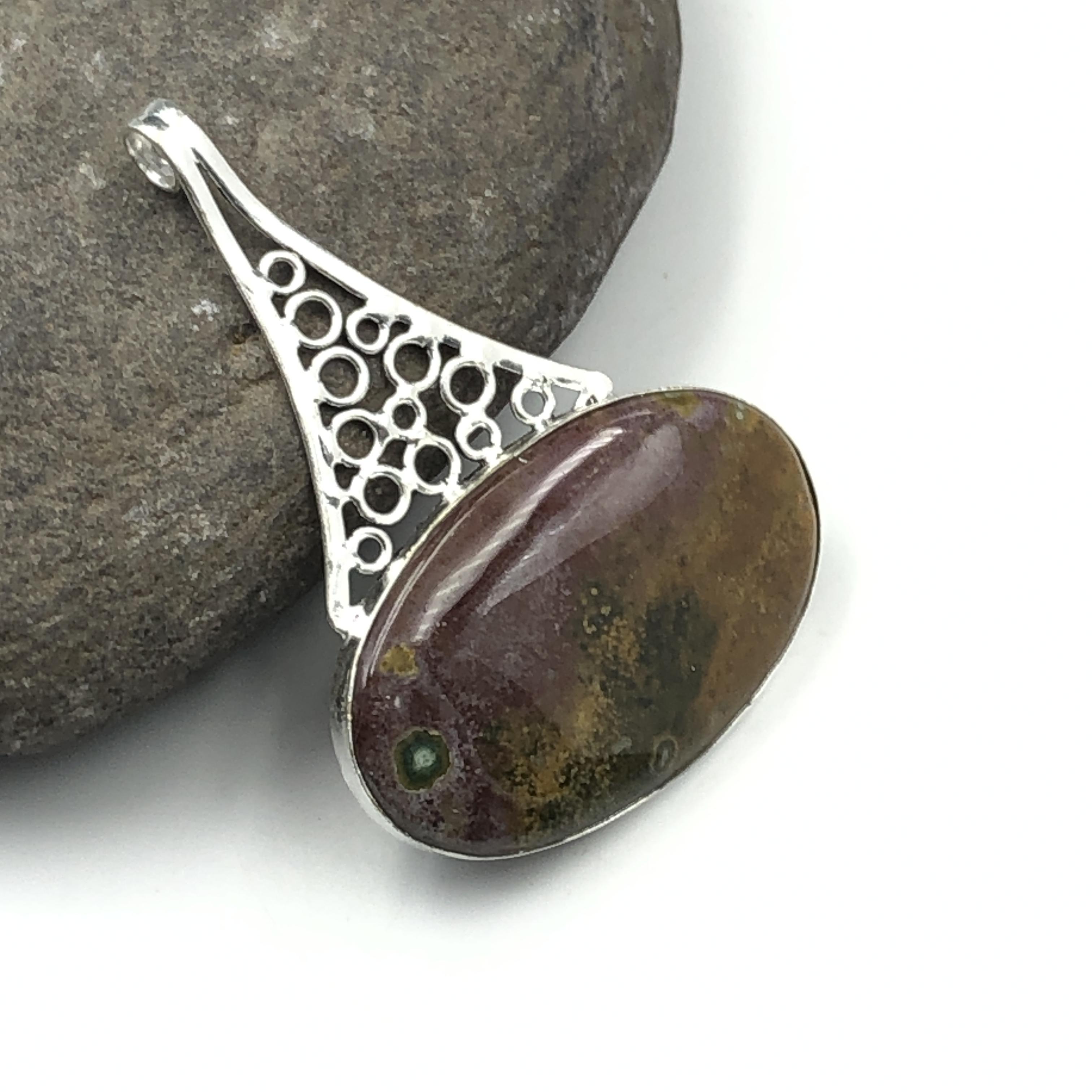 Natural Seam Agate Gemstone 925 Sterling Silver Jewelry Designer Pendant 2.56  AJP-449