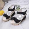 2024 Neue Designer Denim Sandalen Damen Sandalen Hohe Qualität Keile Hohe Absätze Peeptoe Plateauschuhe Frau Dicke Sohle Sandalen