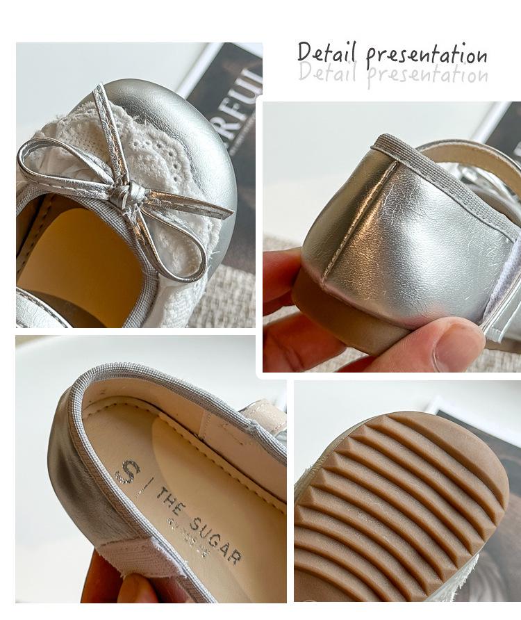 2026 Spring Girls' Bow Princess Soft Sole Leather Loafers