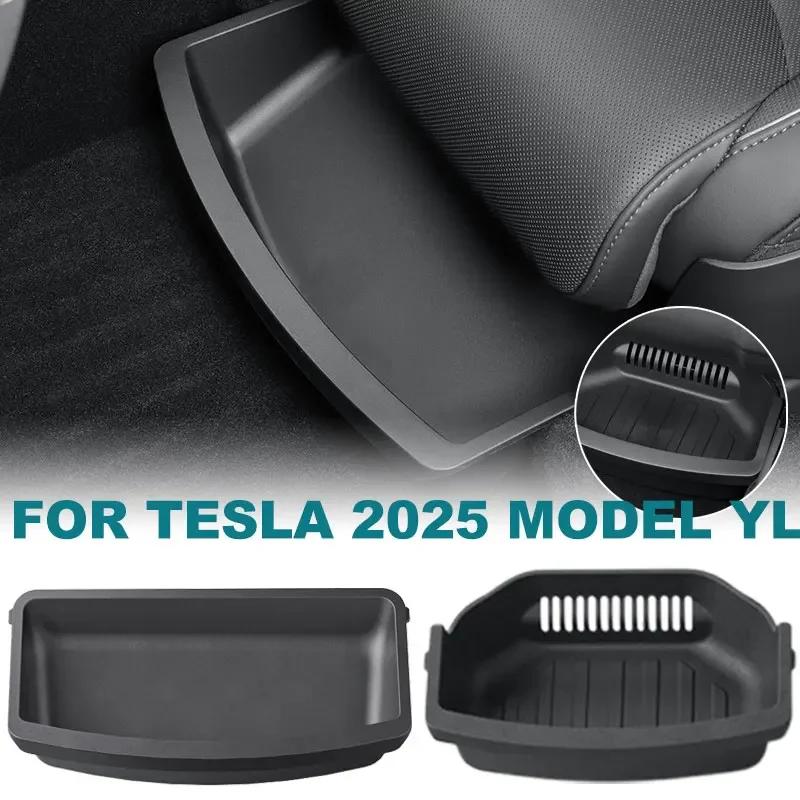TPE Drawer Car Seat Storage Box for Tesla 2025 Model YL 6-Seat Under Front Rear Seat Lower Organizer Box Tray Car Accessories