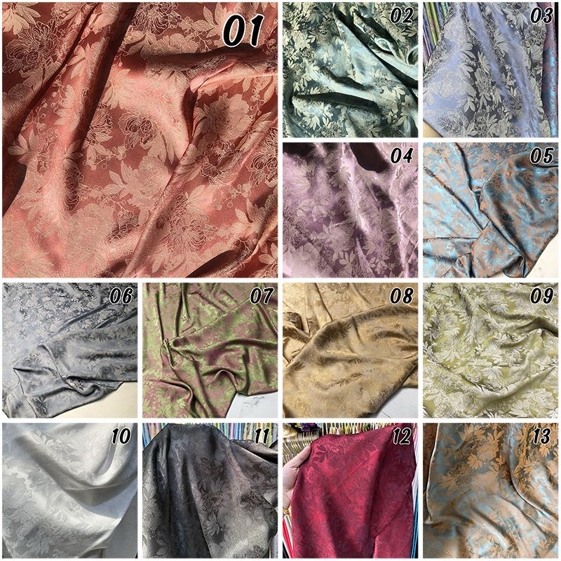Two-color Embossed Peony Pattern Cheongsam Cloth Imitation Silk Skin Friendly Jacquard Fabric for Sewing Chinoiserie Hanfu Skirt