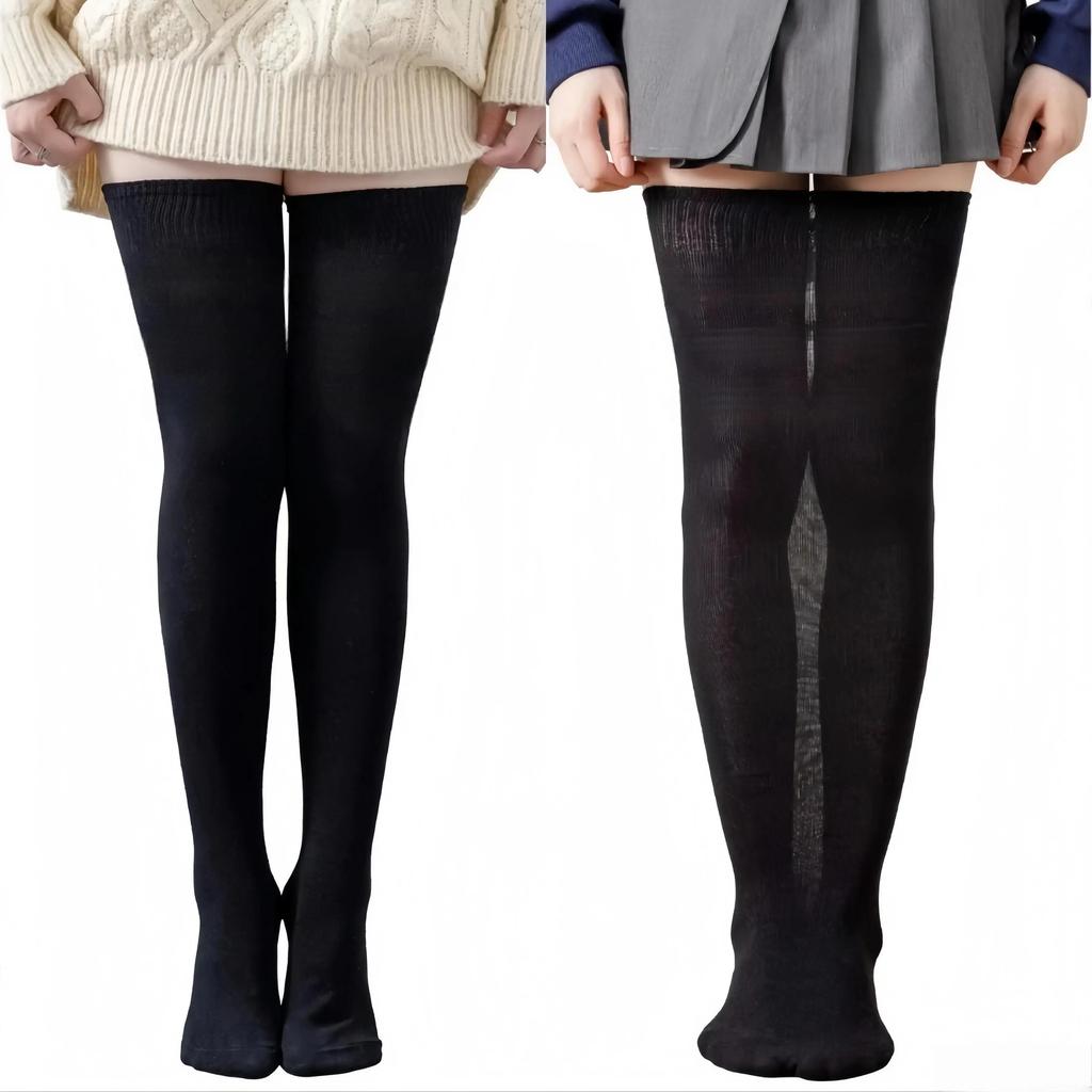 Übergröße Damen Schwarz Weiß Gestreift Dicke Socken Baumwolle Oberschenkelhoch Über das Knie Mädchen Lange Socken Strumpfwaren Für Übergröße Frau