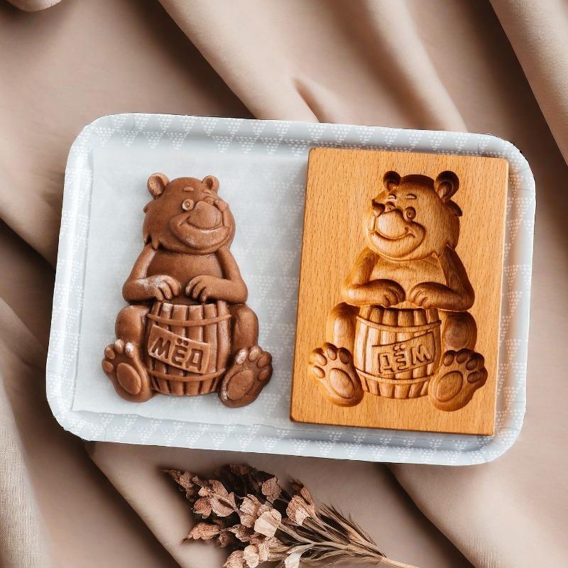 Stampino Tagliabiscotti in Legno di Faggio - Stampo in Legno Naturale per Biscotti e Pasticceria Croccante per Biscotti Fatti a Mano e Strumenti da Forno