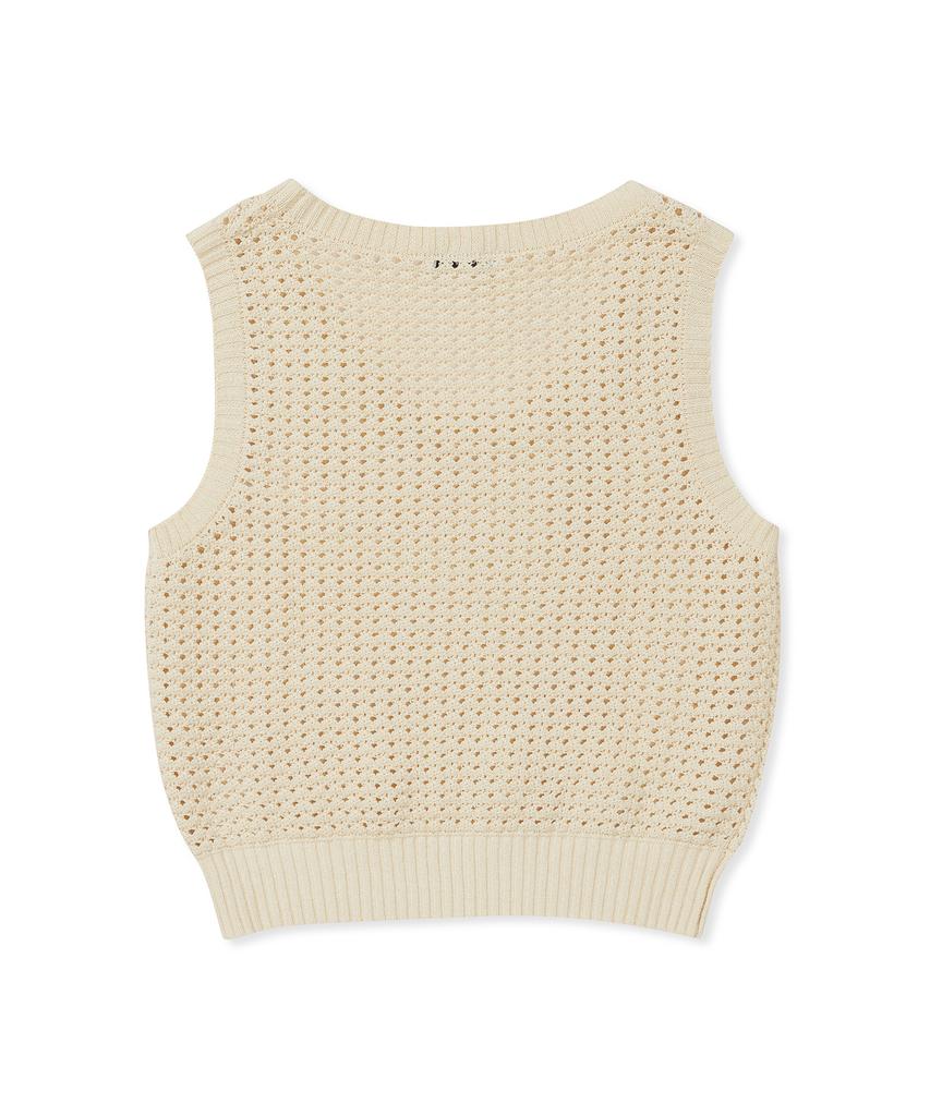 CLOVE [25Ss Clove] Crochet Sleeveless Knit (Ivory)