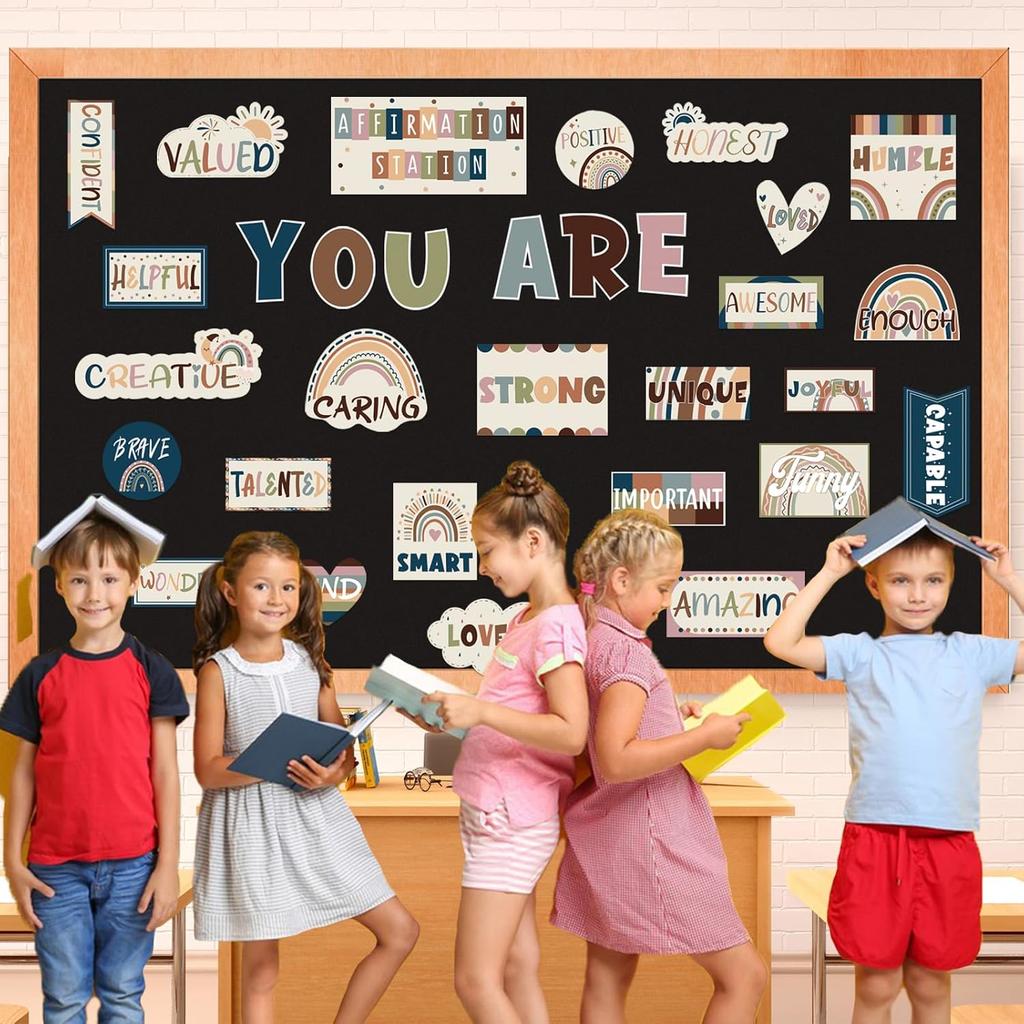 Boho Affirmation Station Bulletin Board Set Positive Posters for Classroom Decor Motivational Affirmations Accents Cutouts for Back To School