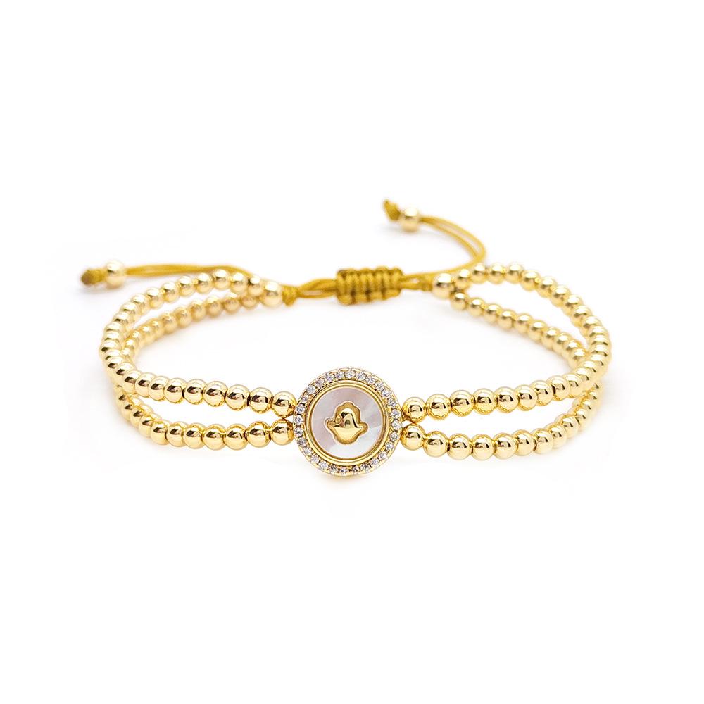 

Virgin Mary Natural Shell 18K Gold Beaded Bracelet for Women - Ethnic, Woven, European & American Style