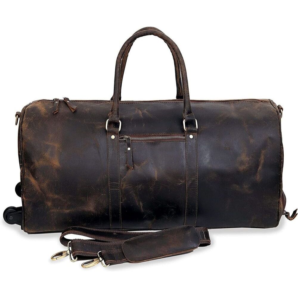 24palcová Buffalo Leather Mens Vintage originální kožená cestovní taška Carry On