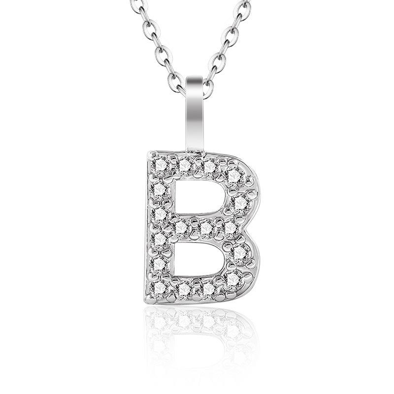 925 Silver Gold Small 26 Letters A- Z Zircon CZ Pendant Monogram Necklace Me Initial Alphabet M A Jewelry