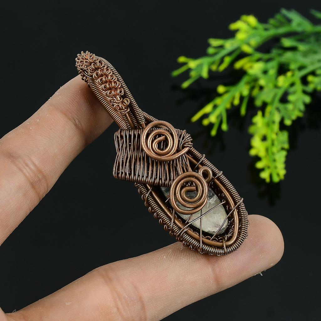 Banded Agate Handmade Copper Wire Wrap Jewelry Pendant 2 h4G60