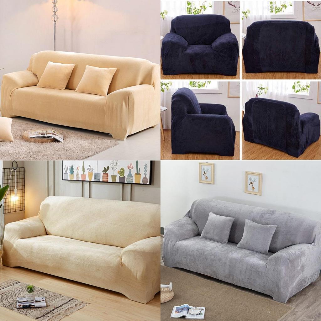Sofa Fit Easy Slipcover Stretch Protector Soft Cover Thick Plush Velvet 14 Seat