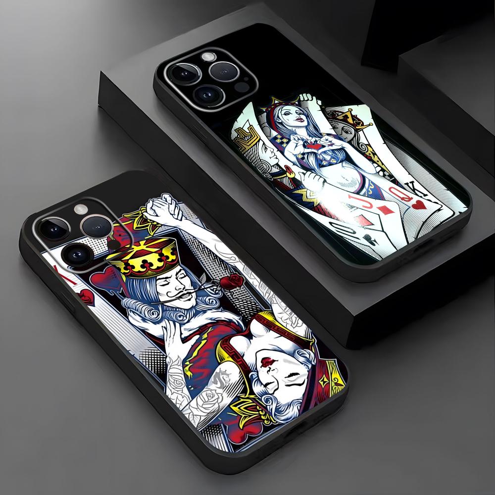 Poker Phone Case For iPhone17 16 16e 15 14 13 12 11 Plus Mini Pro Max Soft Black Shockproof Cover