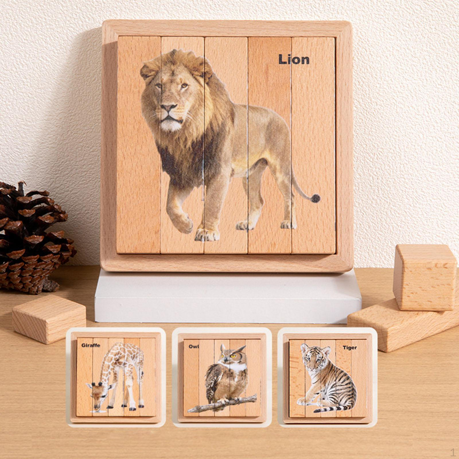 

Kids Animal Puzzles Brain Teaser Toys Portable Creative Education Toy for 2-4 Kindergarten Children animals version