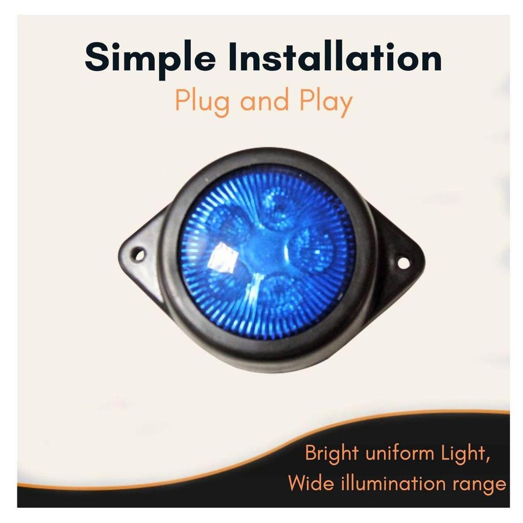 LED Outline Side Marker Lights 24V Waterproof Clearance Lamp Blue for Truck Trailer Bus Commercial Vehicles (Pack of 6)