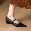 Fashion New Spring/summer Genuine Leather Women Shoes Pointed Toe Shoes for Women Fashion Mary Jane Shoes Internal Elevation Women Pumps