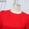 ZANZEA Women Summer Casual Round Neck Short Sleeve Print Dress