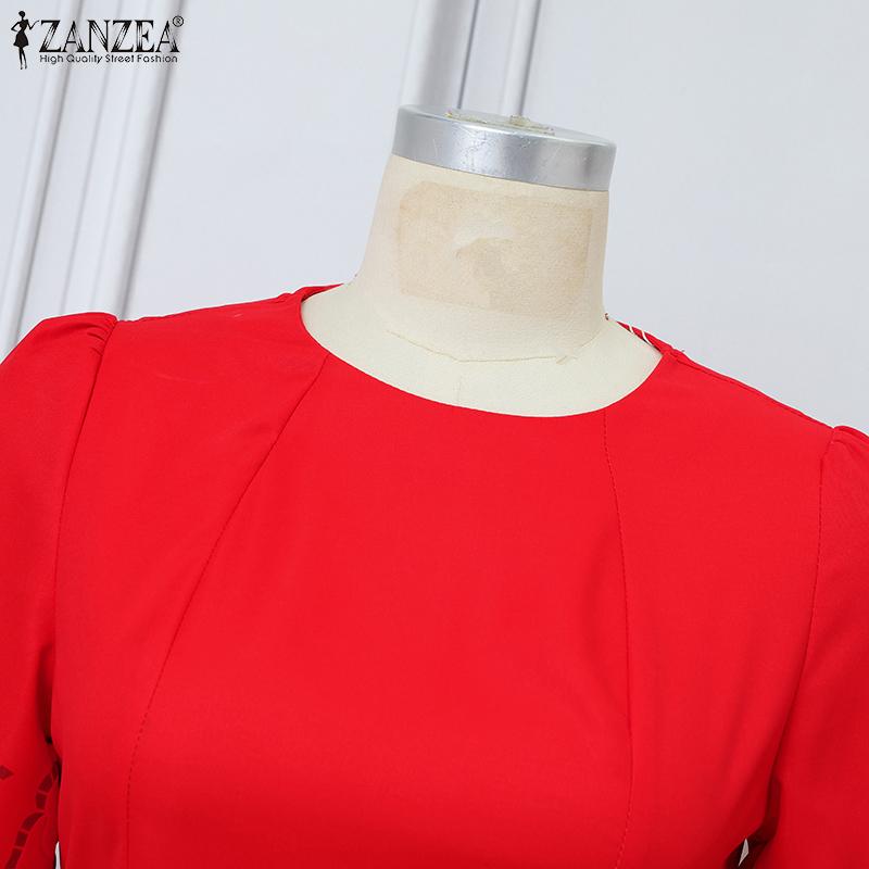 ZANZEA Women Summer Casual Round Neck Short Sleeve Print Dress