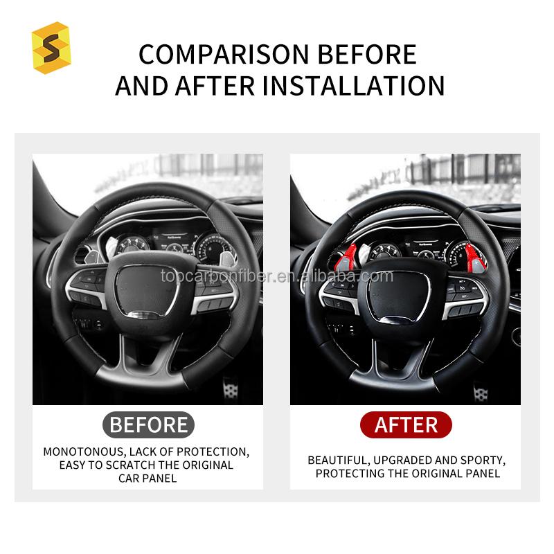 ES Carbon Fiber Steering Wheel Shift Paddle Extended Shifter Trim Cover for Dodge Challenger Charger Durango SRT 2015 - 2022