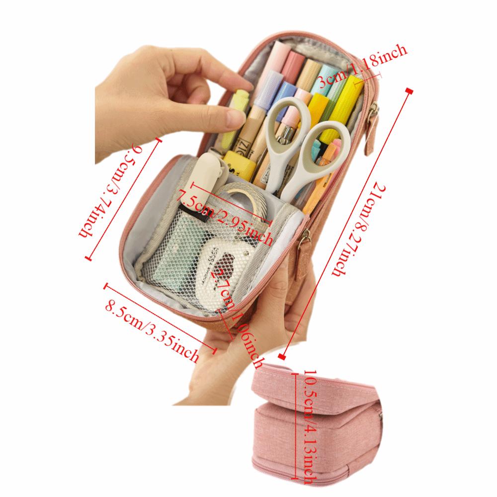 Double-layer Pen Storage Bag Simple Student Stationary Boxes Folding Pencil Case  Children