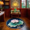 Oriental Art Lotus Flower round Carpet - Zen Circular Rug for Living Room & Bedroom Floor Mat Ideal for Meditation And Home Deco