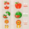 Montessori 3D Wooden Alphabet Puzzle Cartoon Animal Fruit and Vegetable Jigsaw Early Educational Toys Gifts for Toddlers Kids