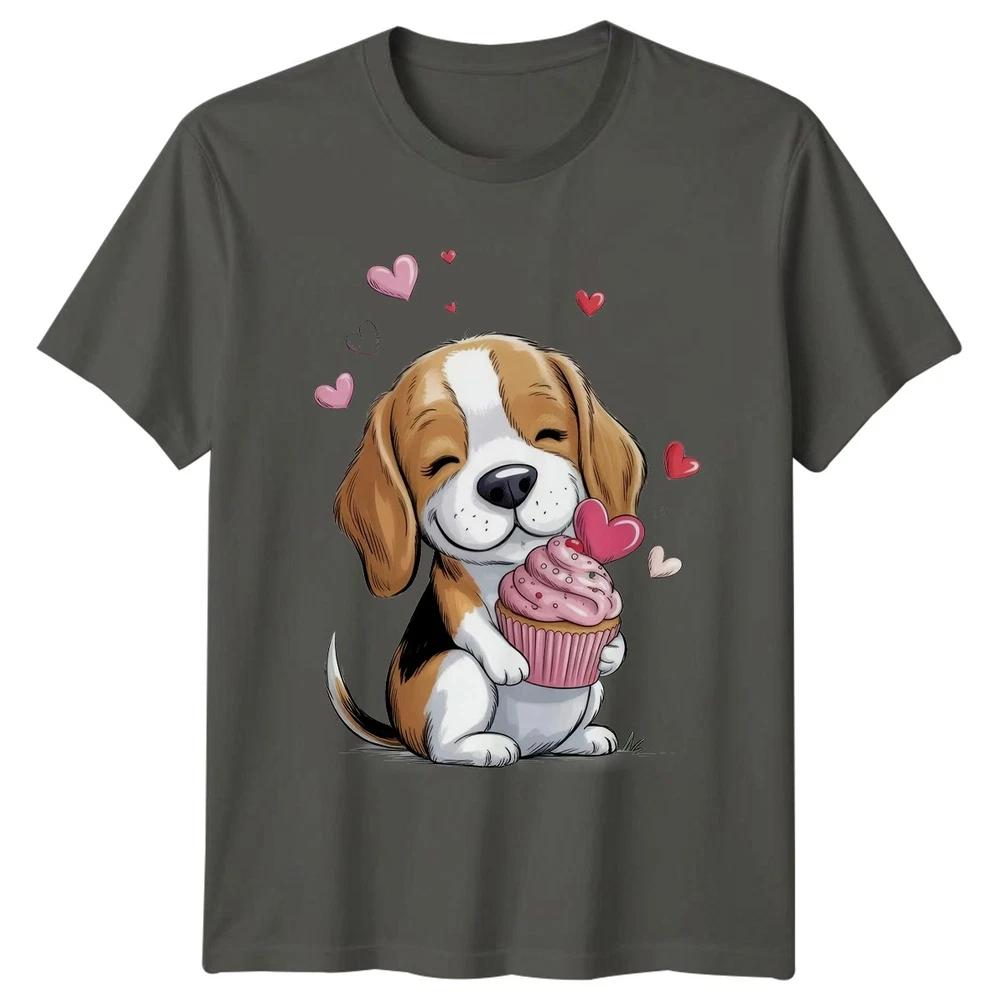 Beagle Puppy Cupcake Hearts Unisexs TShirt Unisexs Tee Graphic Unisex Top S
