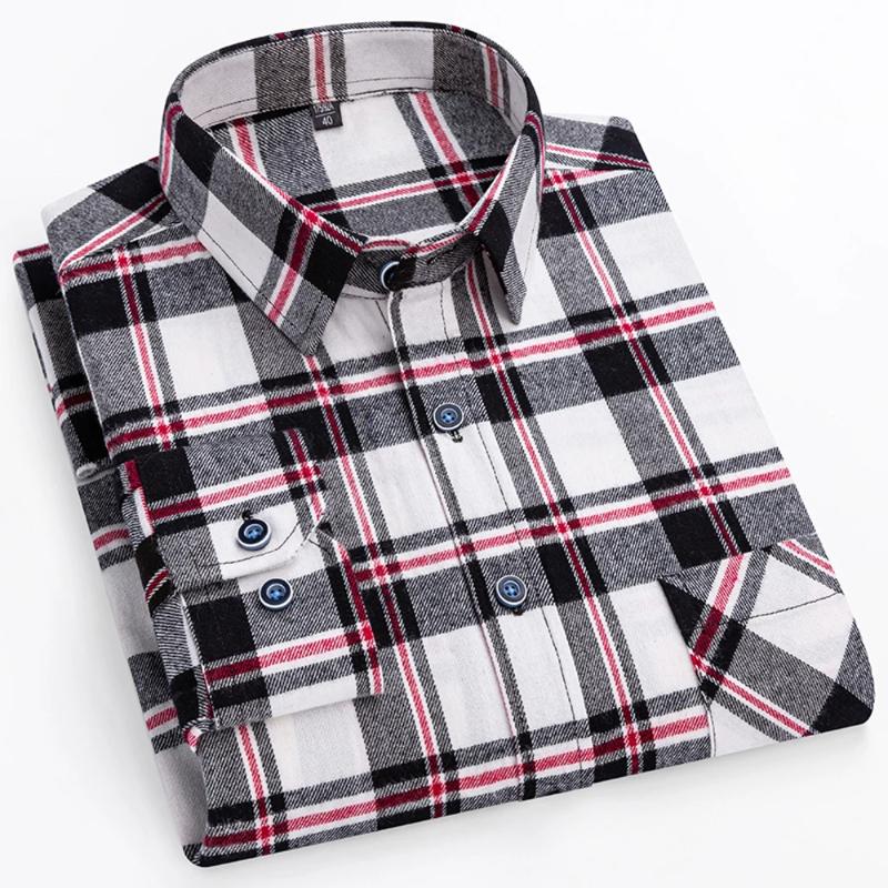 11XL / 160KG Flannel Shirts Men Large Size Plaid Long Sleeve 100% Cotton Checked Elegant Shirts Man Casual Clothes Plus Oversize
