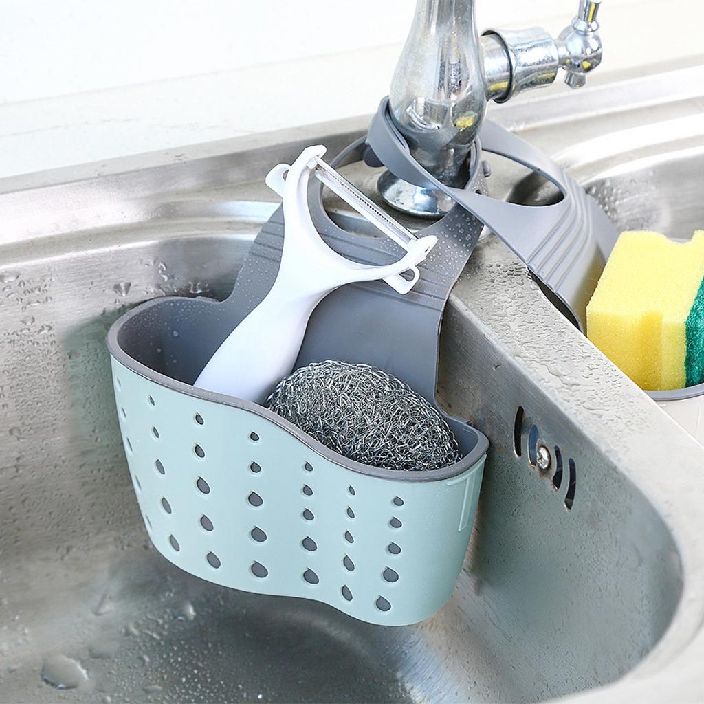 Kitchen Sink Holder Hanging Drain Basket Adjustable Soap Sponge Shelf Organizer Bathroom Faucet Holder Rack Kitchen Accessories