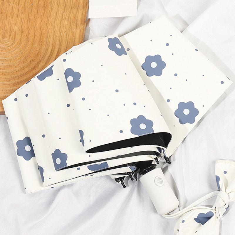 Automatic Floral Oil Painting Umbrella - Portable, Sturdy, Black Glue Sunscreen Parasol
