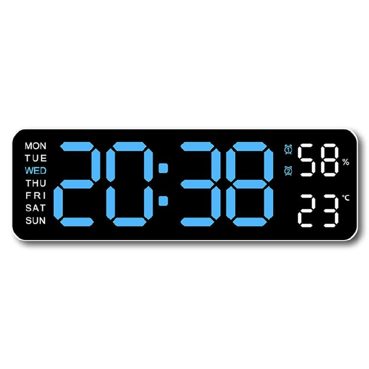 Large Digital LED Wall Clock with Temperature Week Date Display and 2 Alarm Memory Function 3 Brightness for Home Office