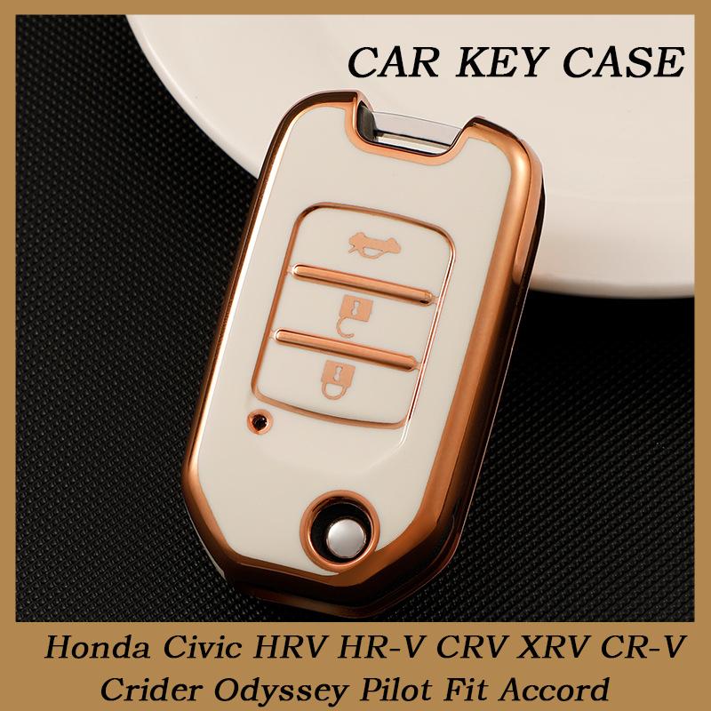 

New Car Flip Key Case Full Cover for Honda Civic HRV HR-V CRV XRV CR-V Crider Odyssey Pilot Fit Accord Shell Protector Accessories червоний