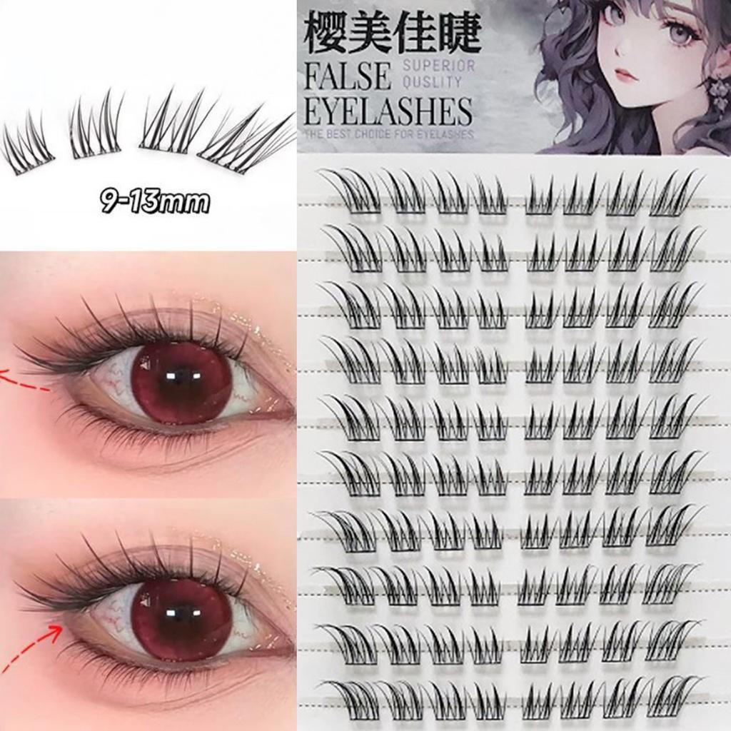 Fox Eye False Eyelashes Glue-free Natural Voluminous Fiber Lashes for Daily Hanfu Makeup