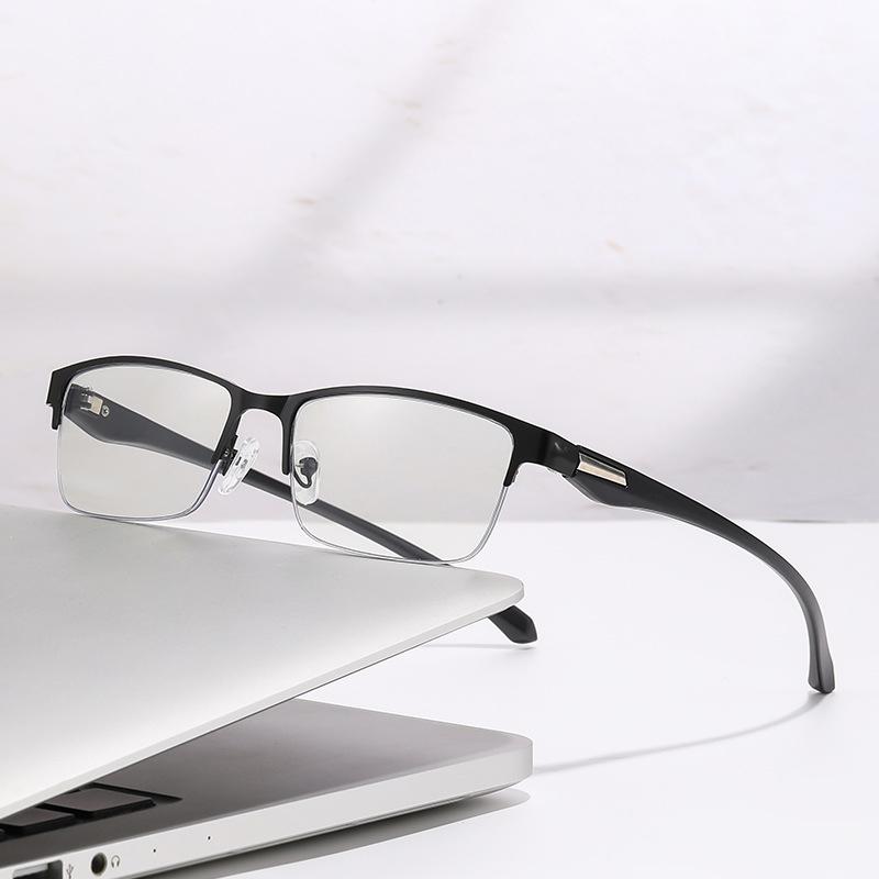 Half Frame Photochromic Glasses for Men Trendy Fashion Color Changing Eyeglasses Unisex Sunglasses