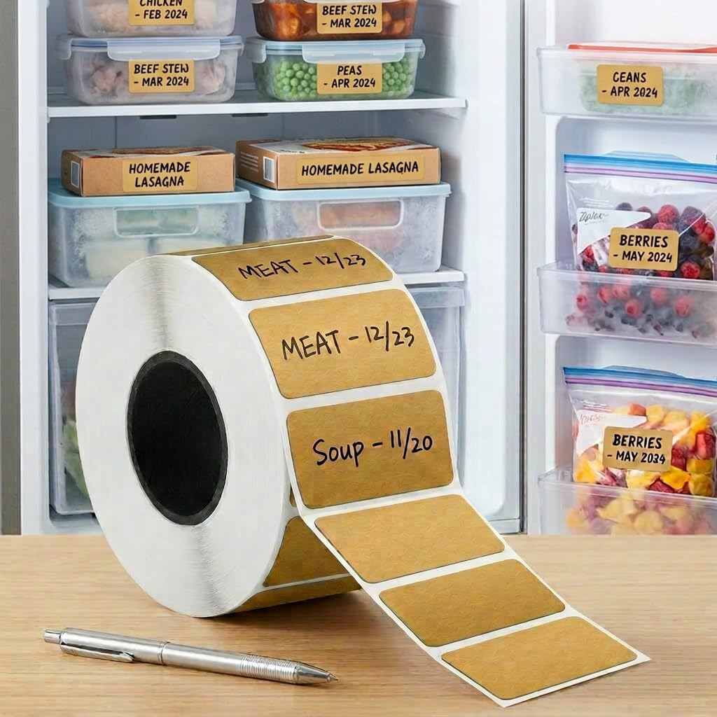 500 Pcs Premium Removable Freezer Labels - No Residue, Reusable & Waterproof | Perfect for Food Storage Containers, Mason Jars, Freezer Bags & Cold
