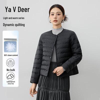 Yalu Women's 2025 Lightweight Wave-Quilted Round Neck Down Jacket