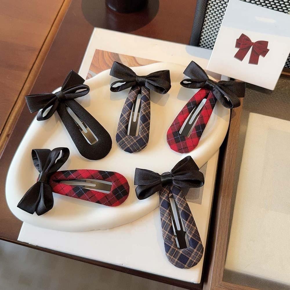 Polyester Karo Schleife Haarspange Hochwertige Koreanische Haarspangen Haarspange für Pony Schleifenkopf Haarspange Party