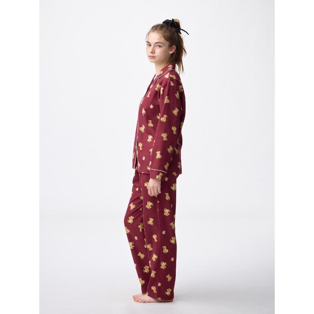 Gu By Uniqlo Flannel Pajama  Long Sleeve   Long Pants   Bear 