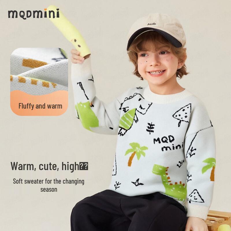 

MQDMINI Boy s Dinosaur Party Knit Sweater 100cm