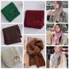 Solid Color Cartoon Thick Shawl Polyester Long Scarf Cute Cherry Knitted Scarf  Winter