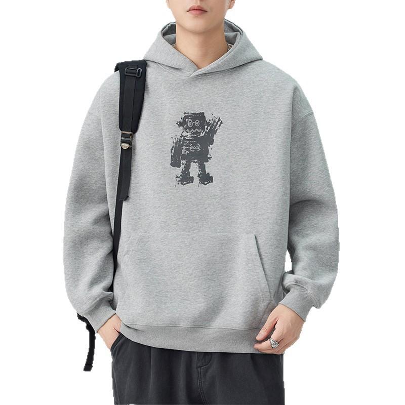 New Autumn Fun Pattern Printed Hooded Sweatshirt for Men and Women Couples Loose Jacket