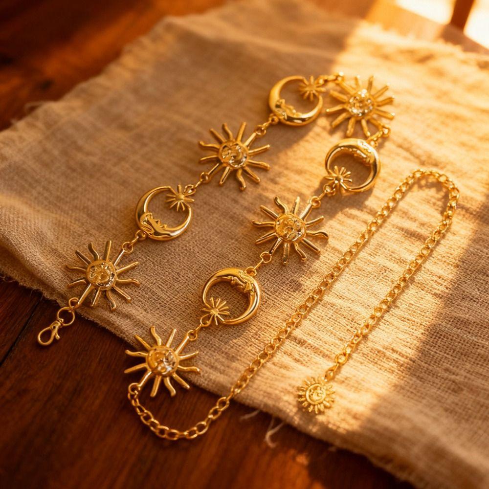 Golden Silvery Sunflower Waist Chain Vintage Metal Waist Chain Women's Waist Clothing Accessories
