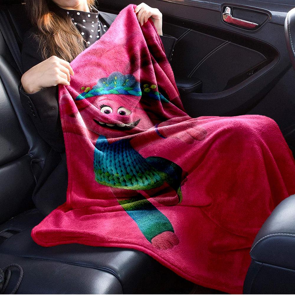 1pc Trolls,Poppy,AnimationDigital Print Fleece Blanket - Contemporary Style, Suitable for All Seasons, Perfect for Home, Travel, or Camping